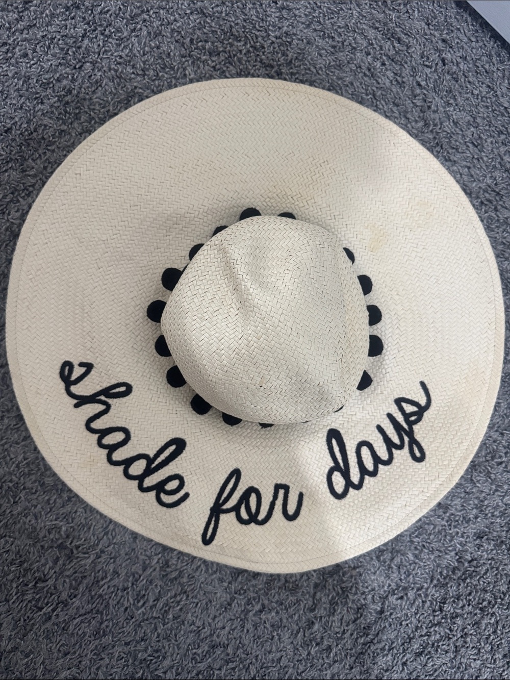 Wide-Brim Straw Sun Hat "Shade for Days" - Black & Cream